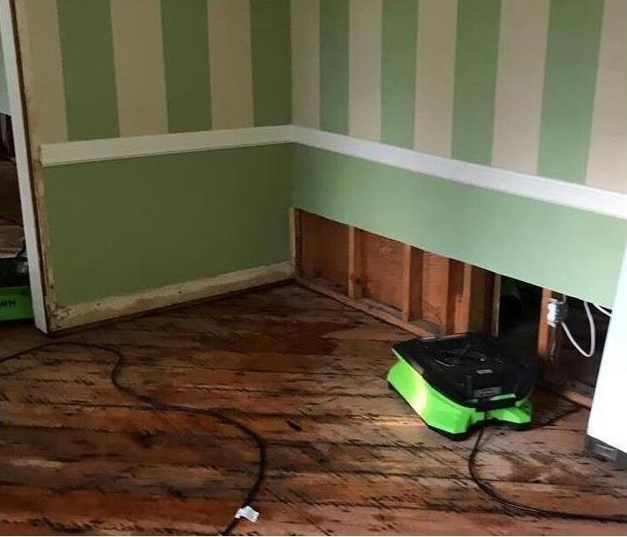 Flooded home with green drying equipment